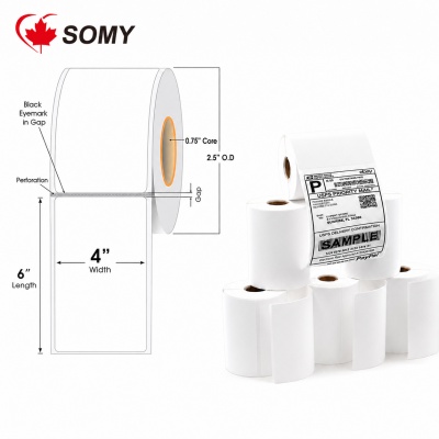 SOMY 4" x 6" Thermal Label Paper Rolls, 1000 Labels/Roll